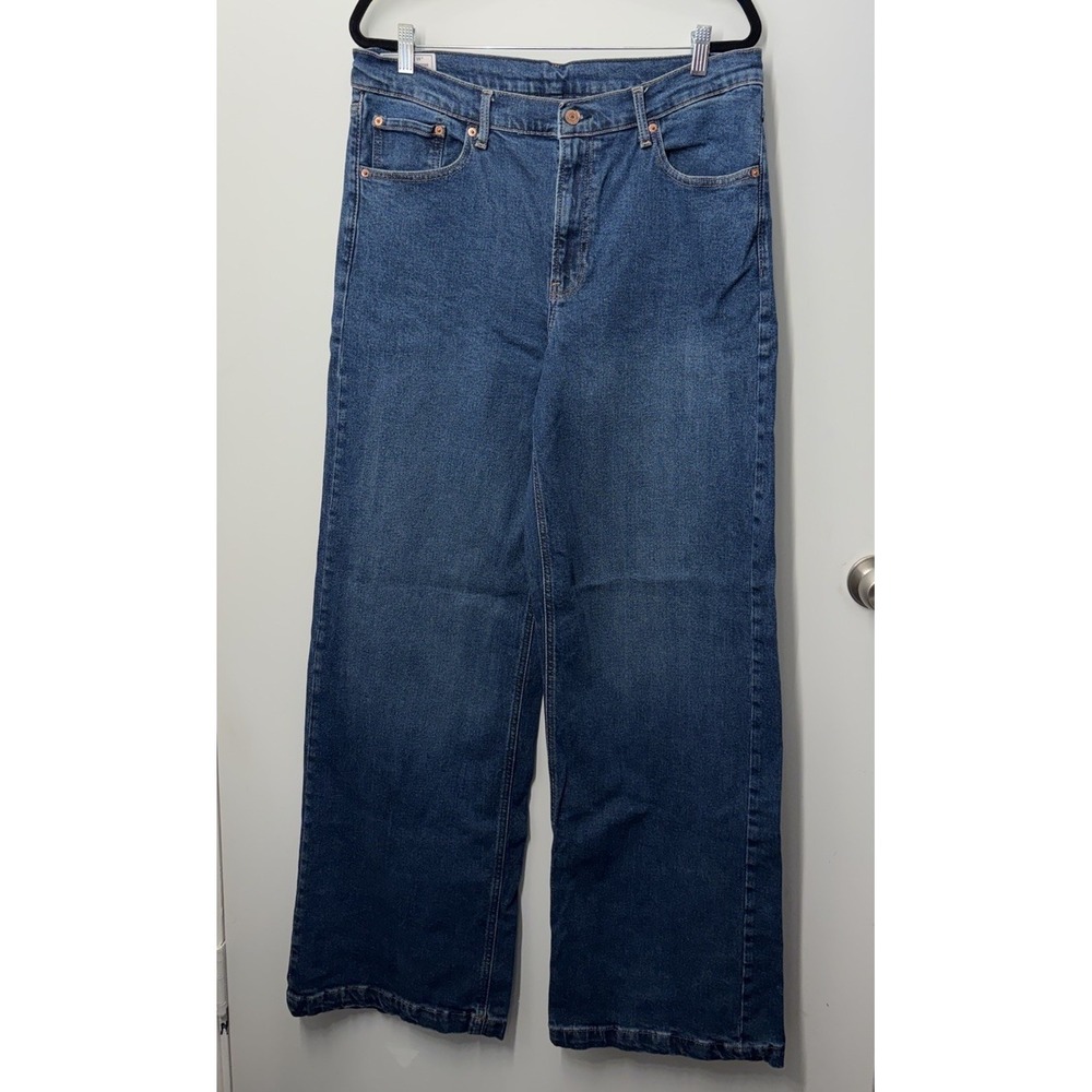 Gap Women's Jeans High Rise Stride Wide Leg Denim Size 33/16 Tall Indie Grunge